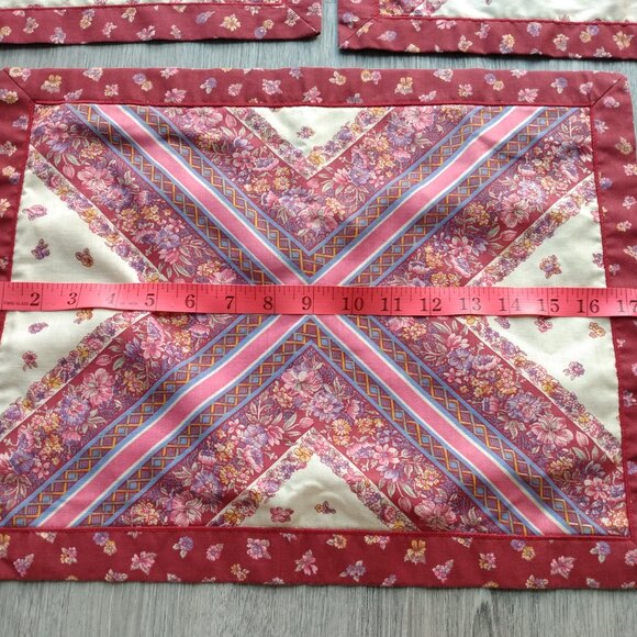 Vintage Placemats Napkins Set Floral Calico 3 Mats 8 Napkins Boho Retro Kitchen - Picture 7 of 8